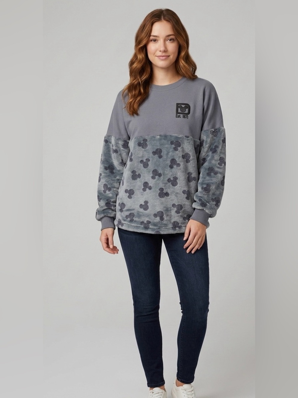 Disney World Spirit Jersey Plush Mickey Mouse Fleece Pullover Sweater